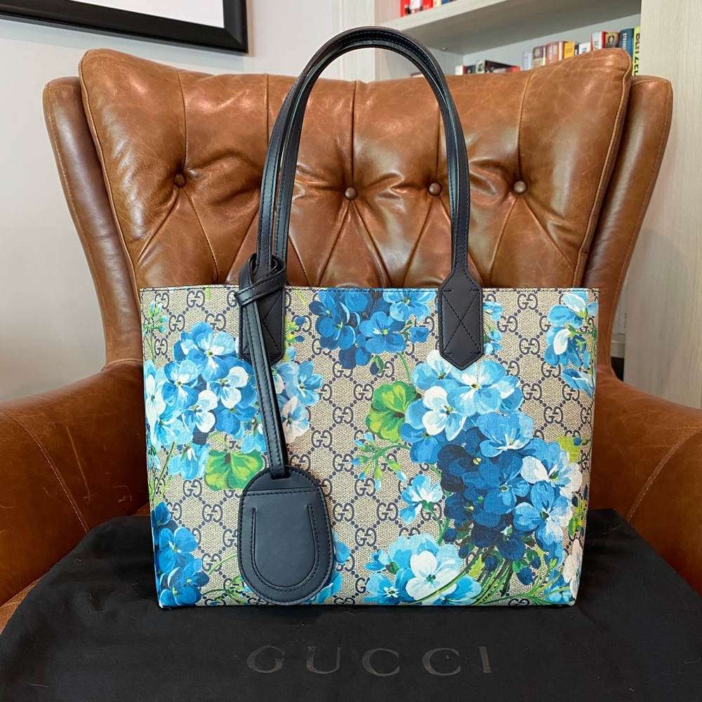 *SOLD* Gucci Reversible Tote Blooms GG Print Leather Small